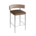 Brown velvet fabric bar stool